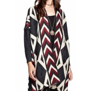 NEW GEEGEE long geometric cardigan in charcoal